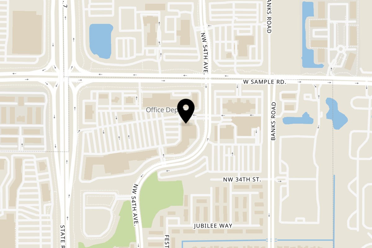 Map showing the location of Nakama Sushi Thai on 5458 W Sample Rd in Margate